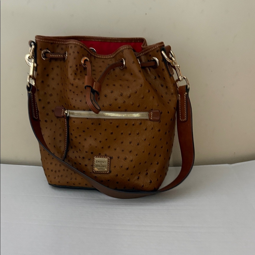 Dooney & Bourke Tan Ostrich-Embossed Shoulder Bag